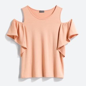 Market & Spruce Durie ruffle cold shoulder knit top